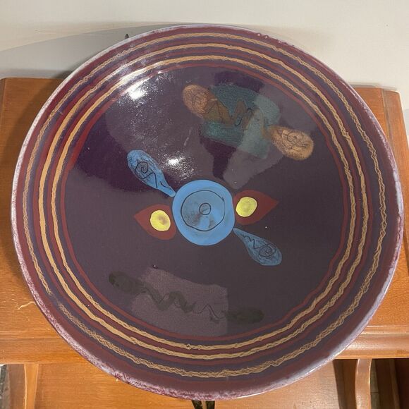 Purple Modern Pasta Serving Bowl Dan Lasser Ceramic Salad 13" Studio Art Pottery - Picture 4 of 9